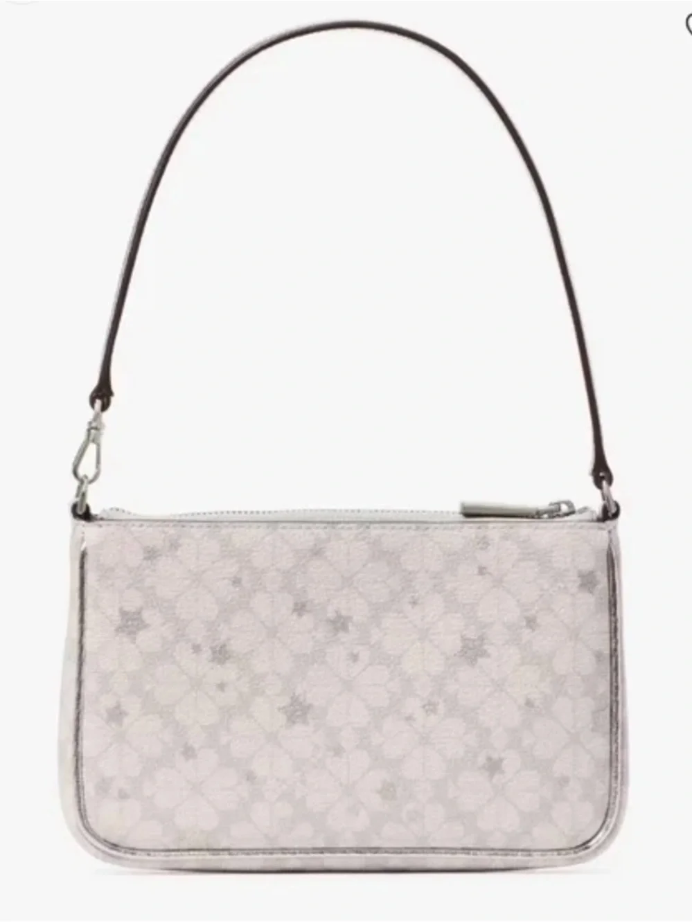 kate spade Cream Floral Monogram Shoulder Bag with Dark Brown Strap